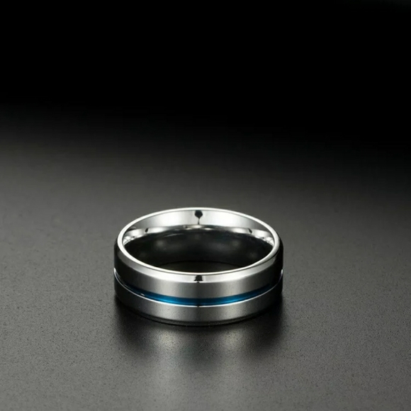 Stainless Steel w/ Blue Center - Titanium Ring - Picture 5 of 6